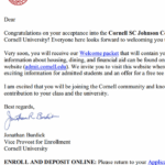Cornell Acceptance Letter - 2020