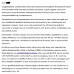Northwestern Acceptance Letter - 2020