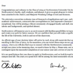 Northwestern Acceptance Letter - 2020