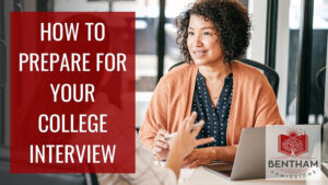 How to prepare for your college interview | Title image showing a College Interview taking place