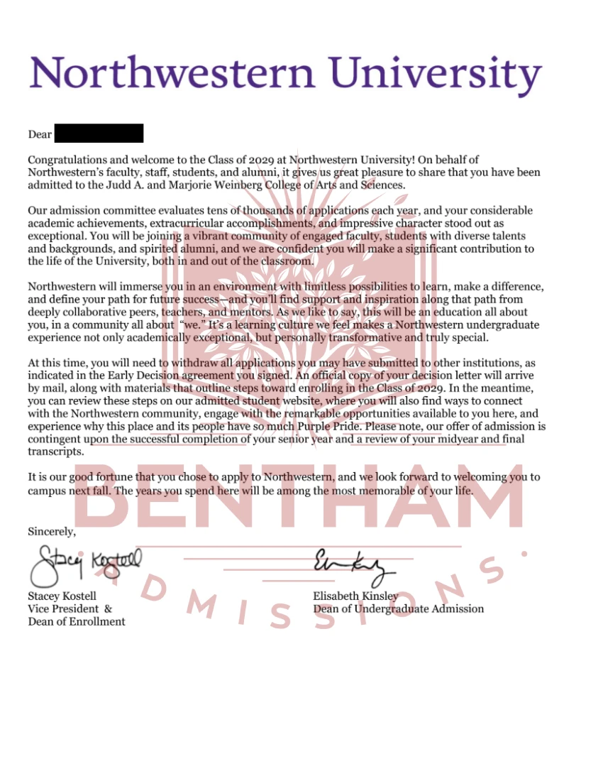 Acceptance Letter to NWU - 2024
