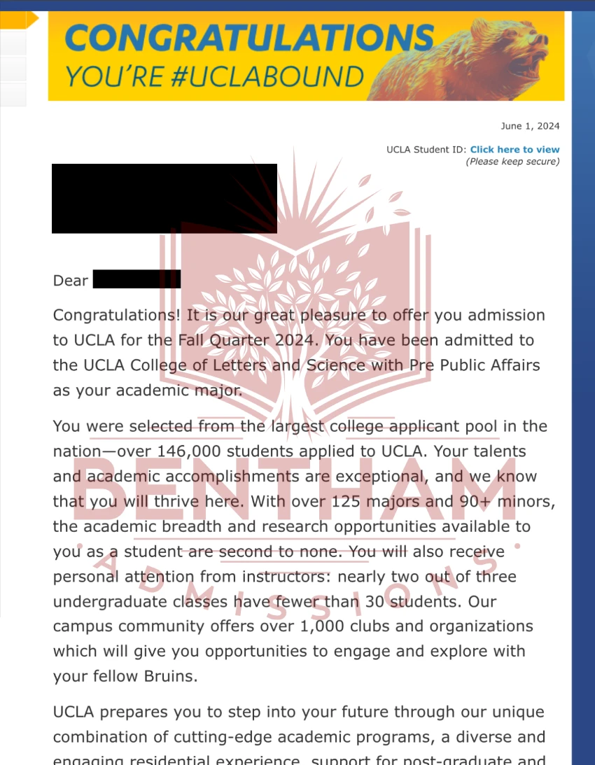 Acceptance Letter to UCLA - 2023